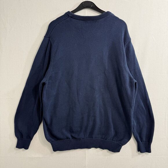 Spring + Mercer Mens Sweater M Pullover Crew Neck Long Sleeves Blue Navy - Picture 2 of 6